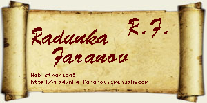 Radunka Faranov vizit kartica
